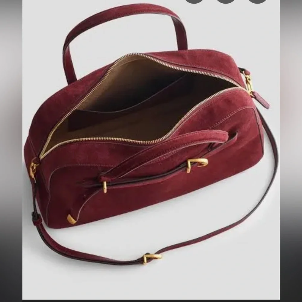 Madewell The Large Belted Satchel Bag Sangria‎ Suede NEW